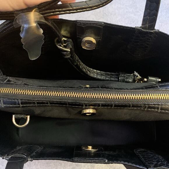 NWT A New Day Black Vegan Leather Handbag, Faux Crocodile Purse Adjustable - Picture 6 of 14